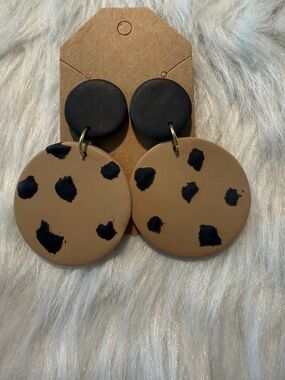 Handmade Double Circle Leopard Earrings